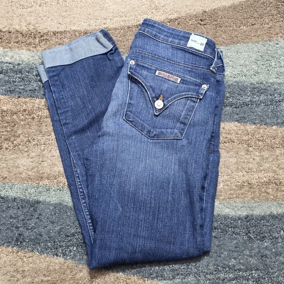 Hudson Jeans Womens 26 Dark Wash Distressed Skinny - Picture 4 of 14